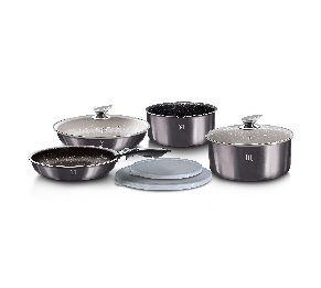 סט סירים ומחבתות אלומיניום מחושל – 9 חלקים TitanPro